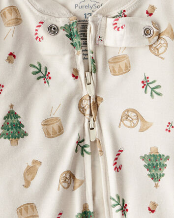 Baby Festive Holiday PurelySoft Long-Sleeve Snug Fit 1-Piece Pajamas - Cream, 