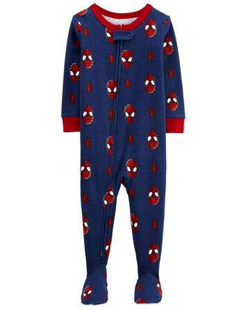 Toddler 1-Piece Spider-Man 100% Snug Fit Cotton Footie Pajamas, 