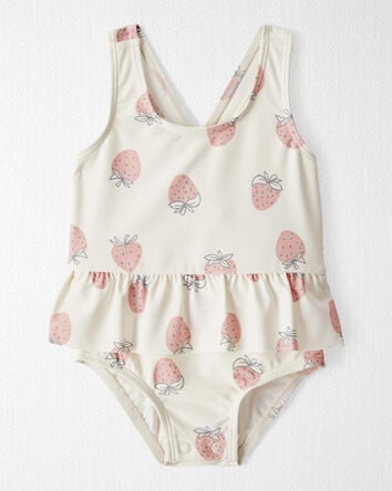 Baby Girl Recycled Strawberry-Print Swimsuit, 