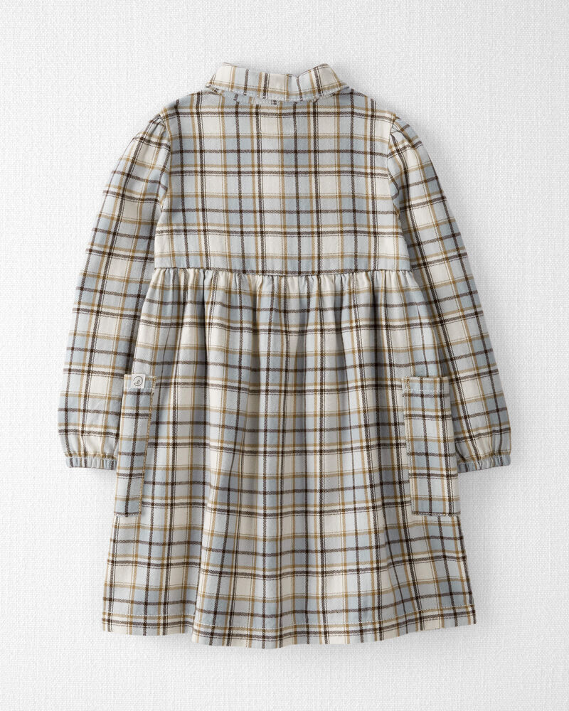 Toddler Organic Cotton Herringbone Button-Front Dress in Plaid, image 2 of 5 slides