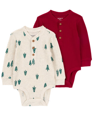 Baby 2-Pack Long-Sleeve Thermal Bodysuits, 