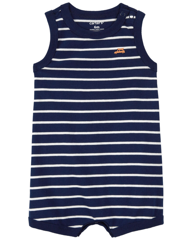 Baby Striped Car Cotton Romper, image 1 of 4 slides