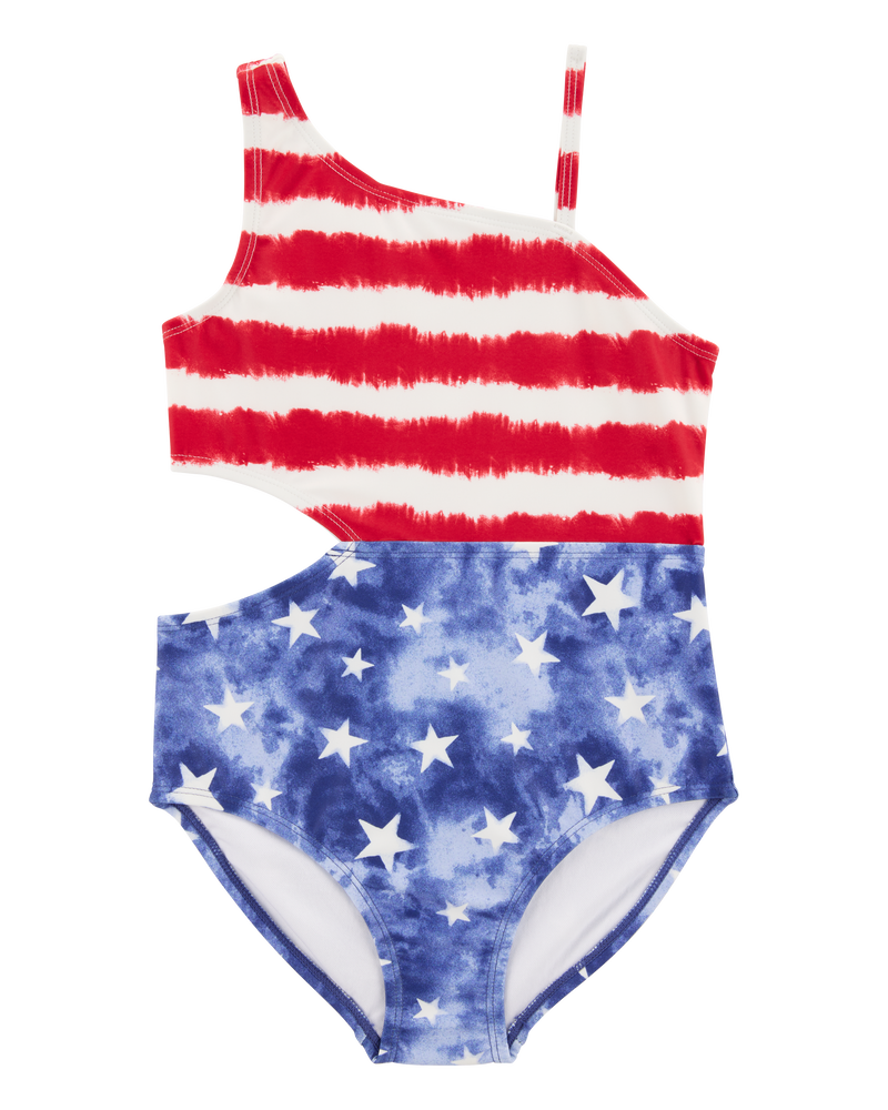 Girls 1-Piece Cut-Out Fourth of July Swimsuit, image 1 of 5 slides