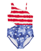 Girls 1-Piece Cut-Out Fourth of July Swimsuit, image 1 of 5 slides