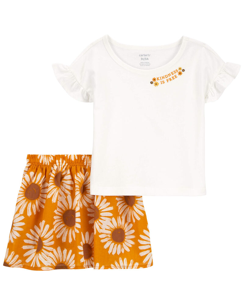 Toddler 2-Piece Floral Tee & Skort Set, image 1 of 4 slides