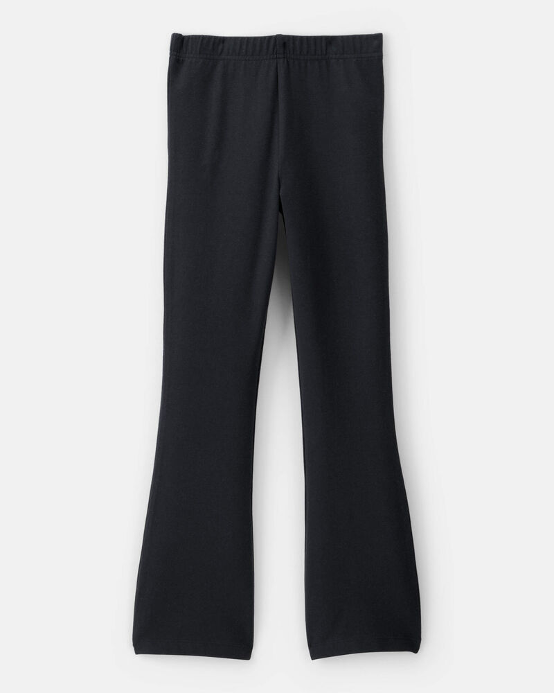 Kid Solid Cotton Flare Stretch Leggings - Black, image 2 of 4 slides