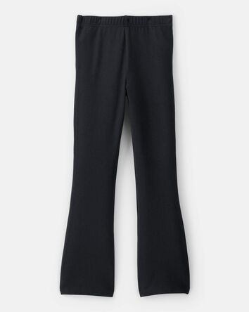 Kid Solid Cotton Flare Stretch Leggings - Black, 