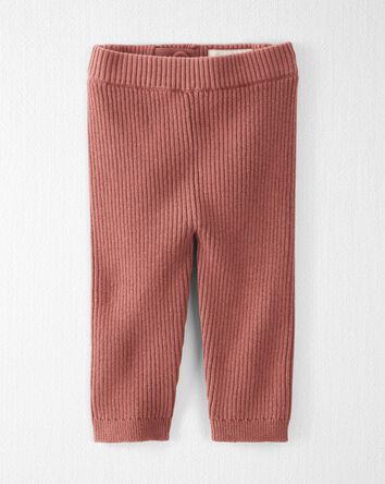 Baby Organic Cotton Ribbed Sweater Knit Pants in Rose, 