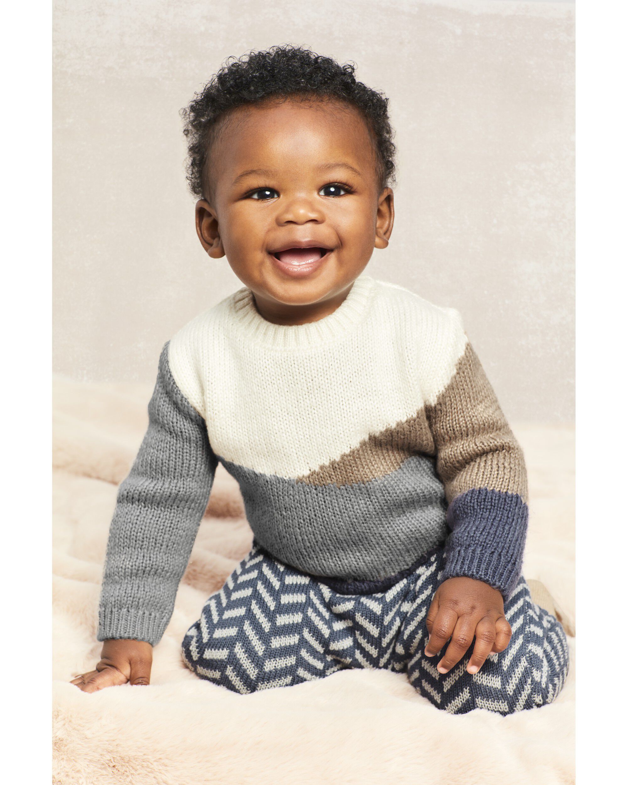 Baby Colorblock Mohair Like Sweater