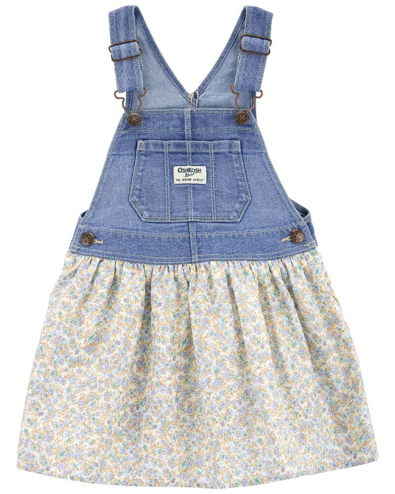 Baby Floral Print Denim Jumper Dress, image 1 of 5 slides
