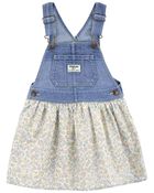 Baby Floral Print Denim Jumper Dress, image 1 of 5 slides