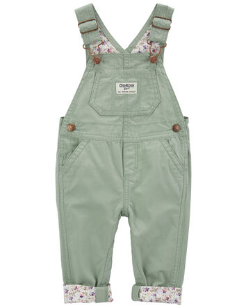 Baby Floral Lined Lightweight Canvas Overalls, 