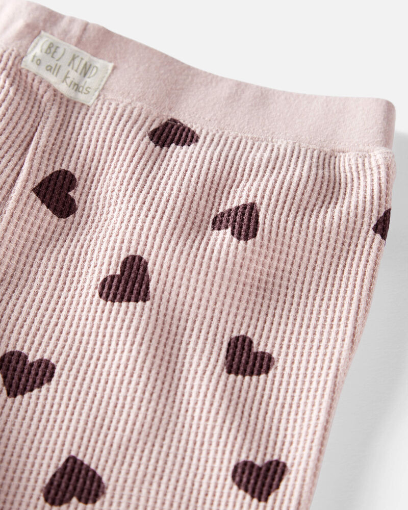 Waffle Knit Set Made with Organic Cotton in Heart Print, image 2 of 3 slides