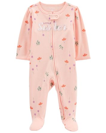 Baby Little Sister 2-Way Zip Cotton Sleep & Play Pajamas, 
