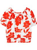Red/White - Kid Floral Smocked Top