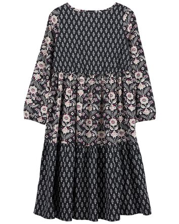 Kid Floral Drapey Twill Dress, 