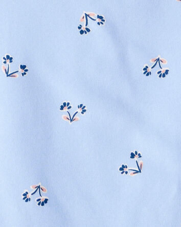 Toddler 2-Piece Floral Flutter-Sleeve Pajamas - Blue, 