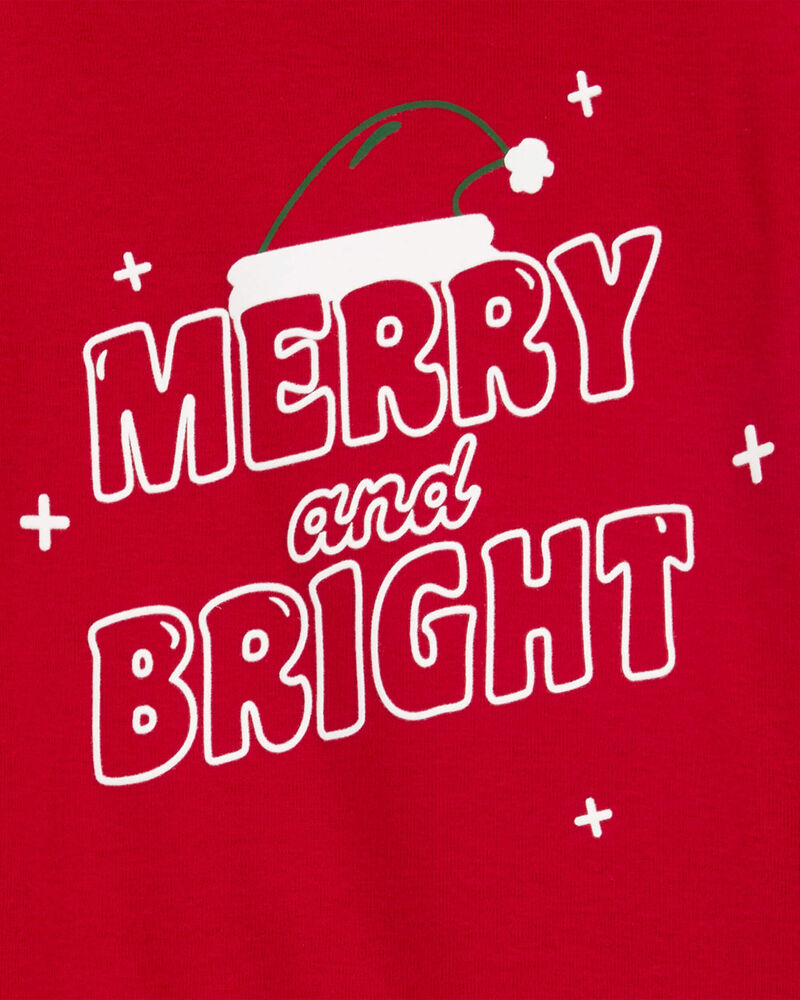 Toddler 2-Piece Merry and Bright Santa Cotton & Fleece Pajamas, image 3 of 4 slides