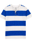 White/Blue - Kid Striped Jersey Henley