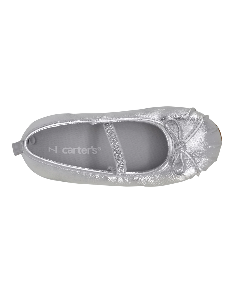 Toddler Ballet Slippers - Silver, image 4 of 7 slides