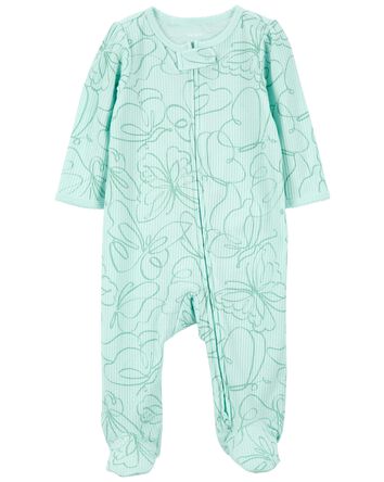 Baby Butterfly 2-Way Zip Cotton Blend Sleep & Play Pajamas, 