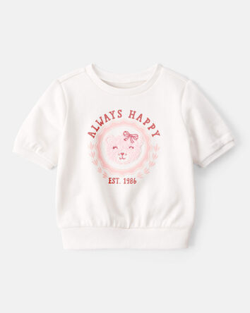 Baby Girl Always Happy French Terry Short-Sleeve Top - White, 
