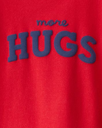 Baby Valentine's Day More Hugs French Terry Long-Sleeve Jumpsuit - Red, 