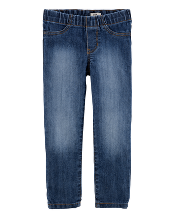 Baby Medium Blue Wash Elastic-Waist Jeggings, 