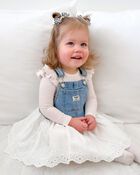 Toddler Denim Eyelet Jumper Dress, image 2 of 5 slides