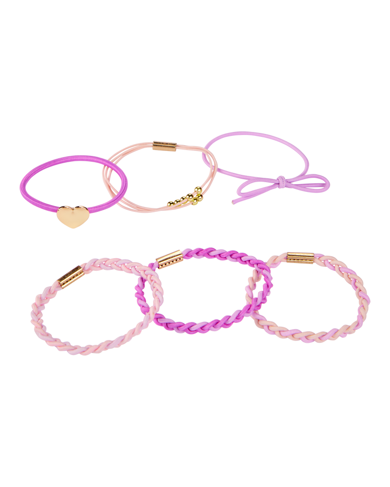 Toddler 6-Pack Ponytail Hairbands - Purple/Pink, image 1 of 1 slides