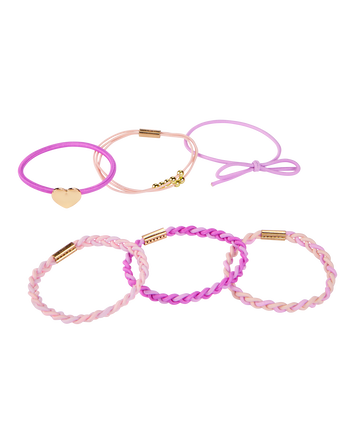 Toddler 6-Pack Ponytail Hairbands - Purple/Pink, 