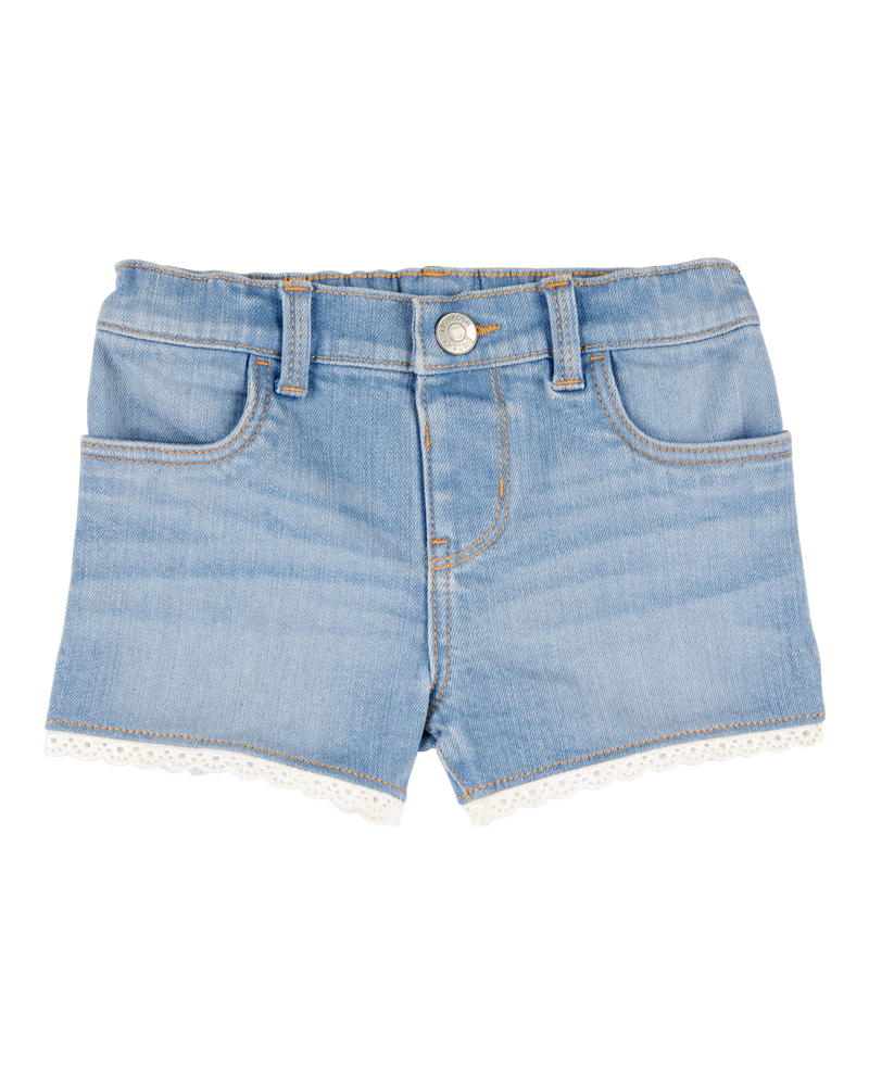 Baby Lace Hem Iconic Denim Short - Daytona Wash, image 1 of 4 slides