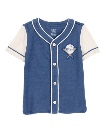 Toddler All-Star Baseball Button-Down Vintage Tee - Navy, 