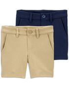 Toddler 2-Pack Stretch  Uniform Chino Shorts, image 1 of 5 slides