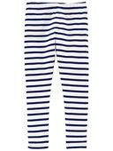 Navy/White - Kid Striped Leggings