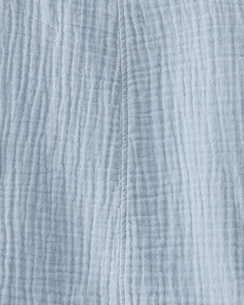 Toddler Organic Cotton Gauze Shortall in Blue, image 4 of 5 slides