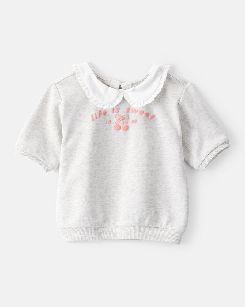 Toddler Girl Cherry French Terry Short-Sleeve Graphic Tee - White, image 1 of 5 slides