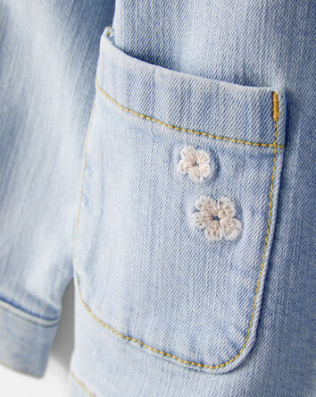 Toddler Girl Embroidered Long-Sleeve Denim Jacket - Blue, 