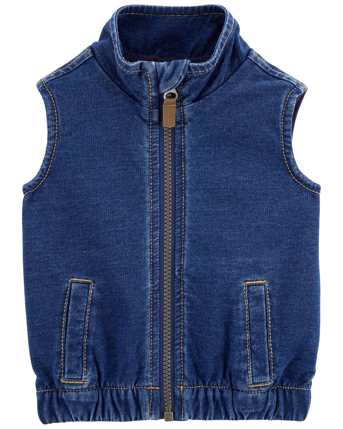 Navy Baby ZipUp Knit Denim Vest