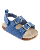 Baby Chambray Buckle Faux Cork Sandals, image 1 of 7 slides