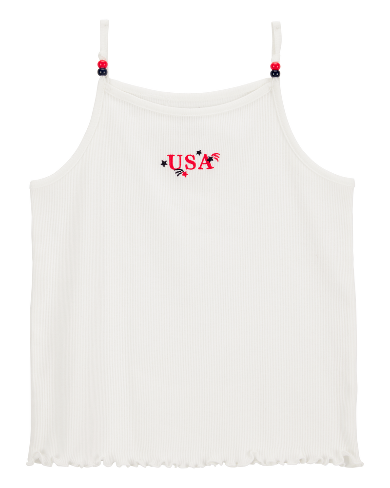 Kid 2-Piece 4th Of July USA Tank & Flowy Pull-On Shorts Set - White/Navy, image 3 of 6 slides