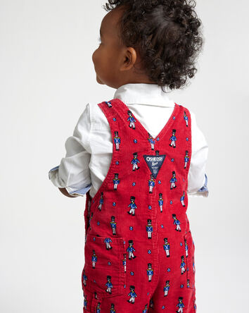 Baby Nutcracker Corduroy Overalls - Red, 