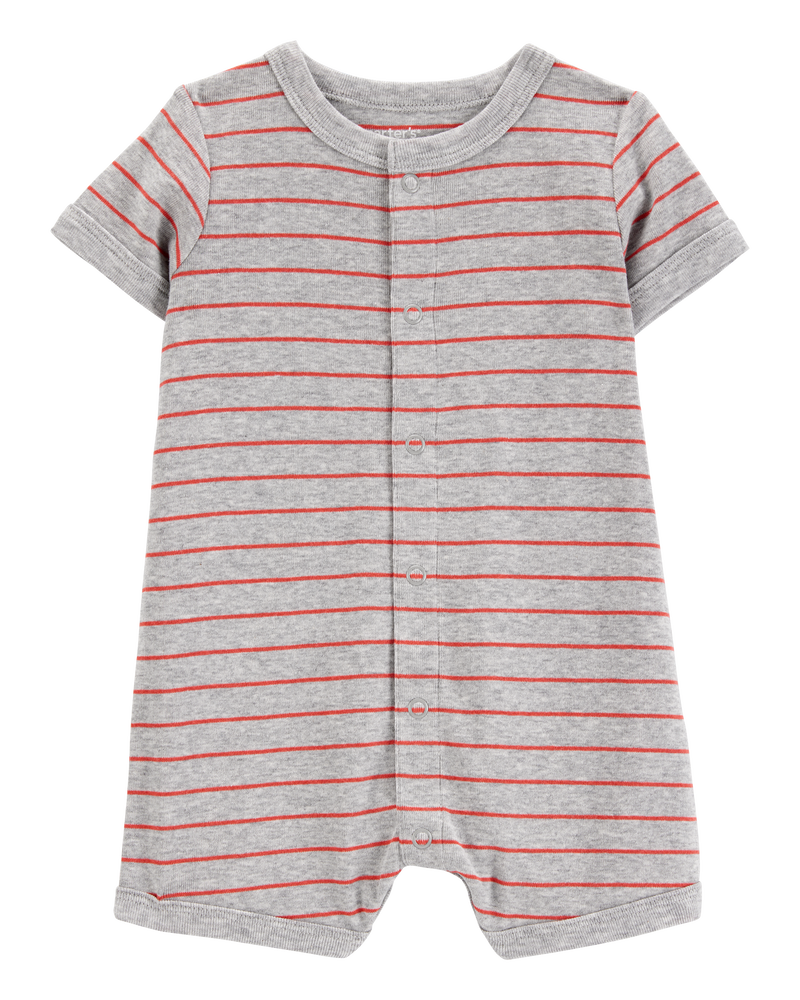 Baby Boy Crab Striped Cotton Blend Short-Sleeve Romper, image 1 of 4 slides