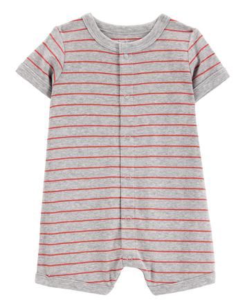 Baby Boy Crab Striped Cotton Blend Short-Sleeve Romper, 