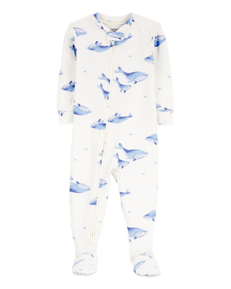 Baby Boy 1-Piece Whale PurelySoft Footie Pajamas, image 1 of 5 slides