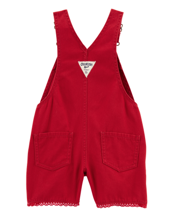 Toddler Twill Eyelet Shortalls - Red, 