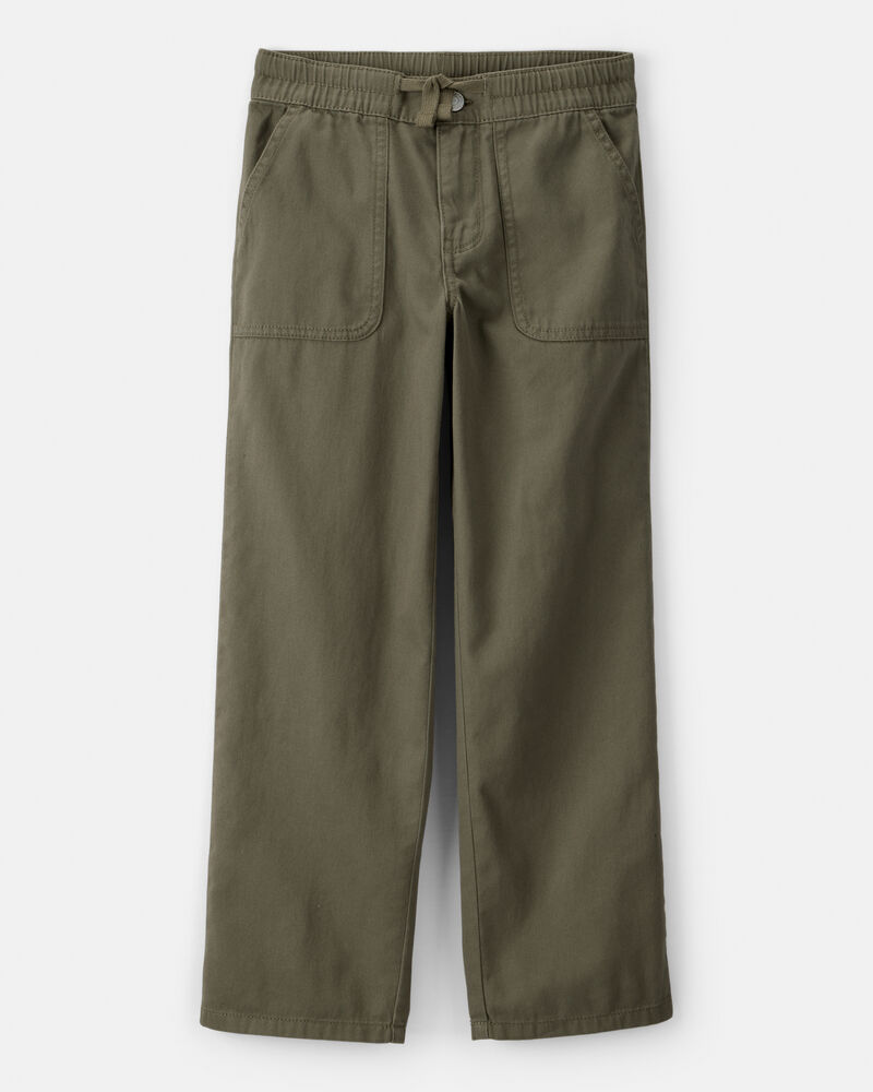Girls Cotton Wide-Leg Pants - Green, image 1 of 4 slides