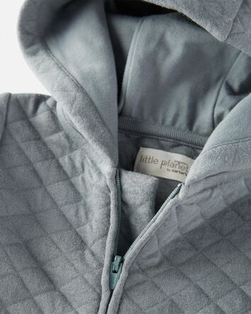 Baby Quilted Double Knit Pram Made with Organic Cotton in Aqua Slate, 