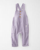 Baby Organic Cotton Gauze Overalls in Lilac, image 1 of 4 slides