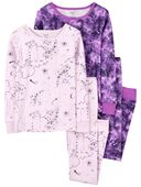 Purple - Kid 4-Piece Space 100% Snug Fit Cotton Pajamas